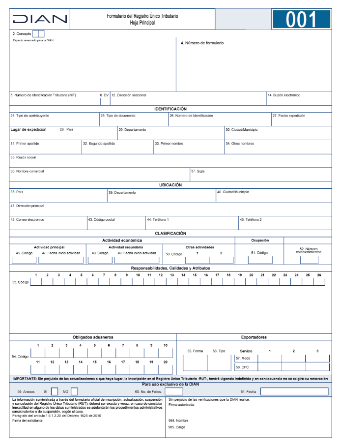 Formato de Registro Único Triburario para persona natural